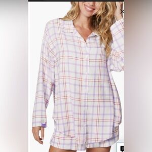FLORENCE BY MILLS new Cozy Shortie Flannel Sleep Shorts Set